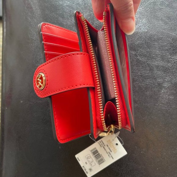 NWT Michael Kors Charm Small Leather Wallet Card Case Burnt Sienna - Picture 7 of 12